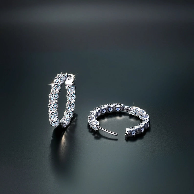 
                  
                    2.6 TCW Round Cut Hoops Moissanite Earrings
                  
                