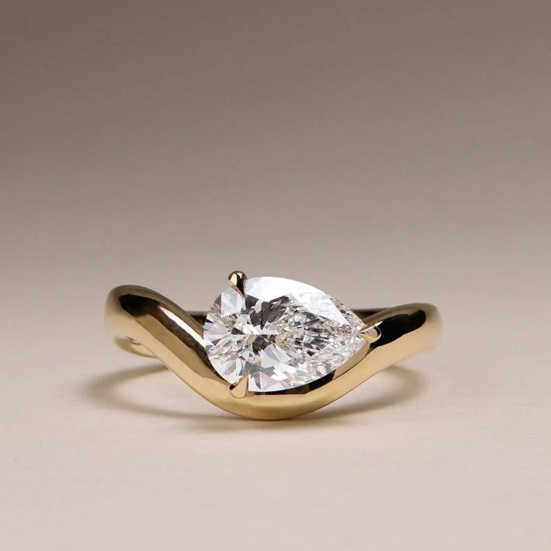 0.50 CT Pear Cut  Solitaire Moissanite Engagement Ring 1