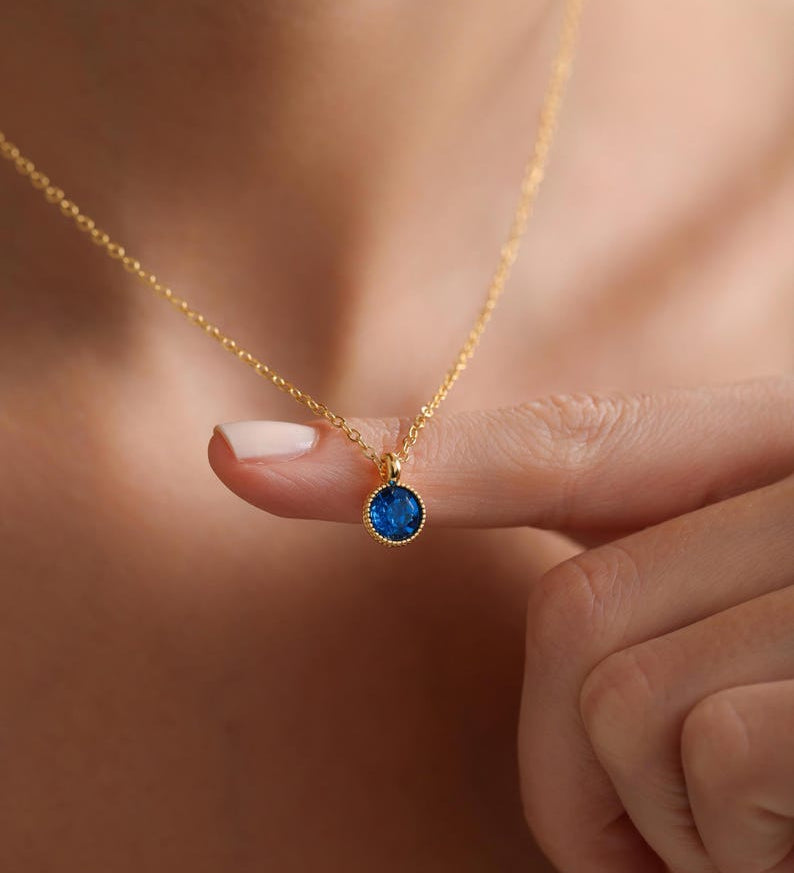0.20 CT Round Solitaire Blue Topaz Gemstone Necklace