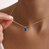 0.20 CT Round Solitaire Blue Topaz Gemstone Necklace