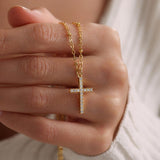 0.6 TCW Round Cut Cross Moissanite Pendant Necklace