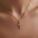 0.6 TCW Round Cut Cross Moissanite Pendant Necklace