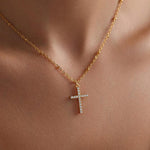 0.6 TCW Round Cut Cross Moissanite Pendant Necklace