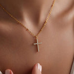 0.6 TCW Round Cut Cross Moissanite Pendant Necklace