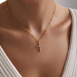 0.6 TCW Round Cut Cross Moissanite Pendant Necklace