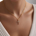 0.6 TCW Round Cut Cross Moissanite Pendant Necklace