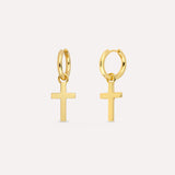 Cross Mens Hoop Earrings