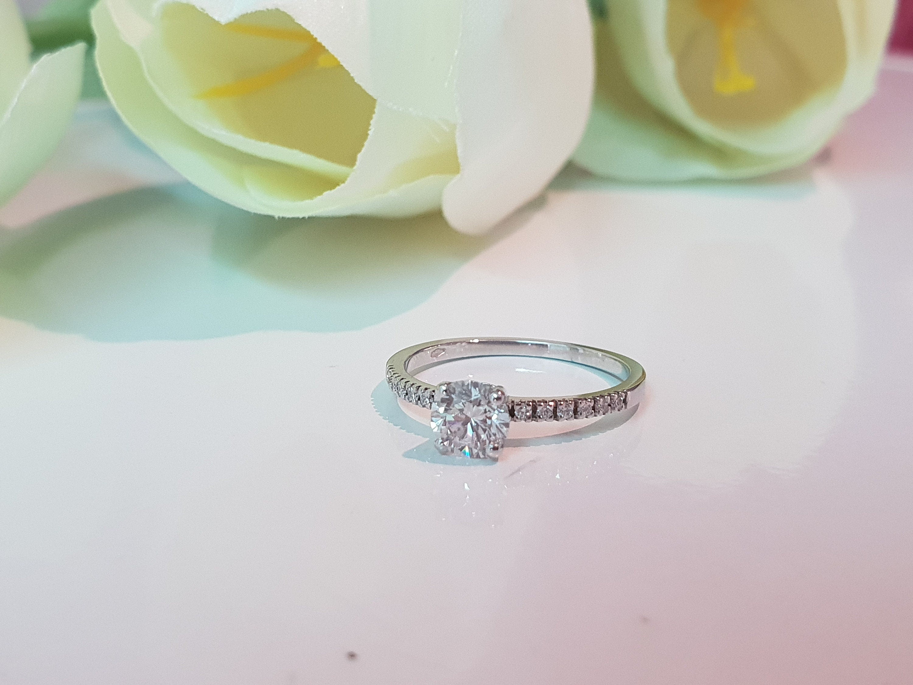 1.0 CT Round Cut Pave Style CVD F/VS1 Diamond Engagement Ring 5