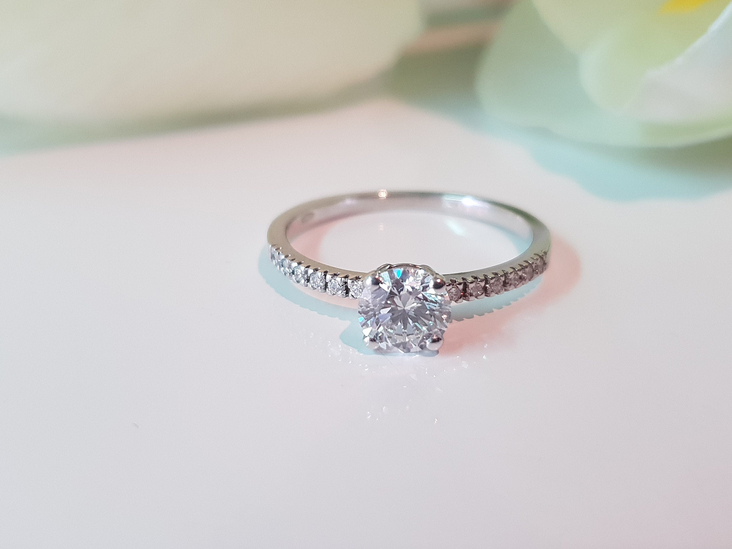1.0 CT Round Cut Pave Style CVD F/VS1 Diamond Engagement Ring 3