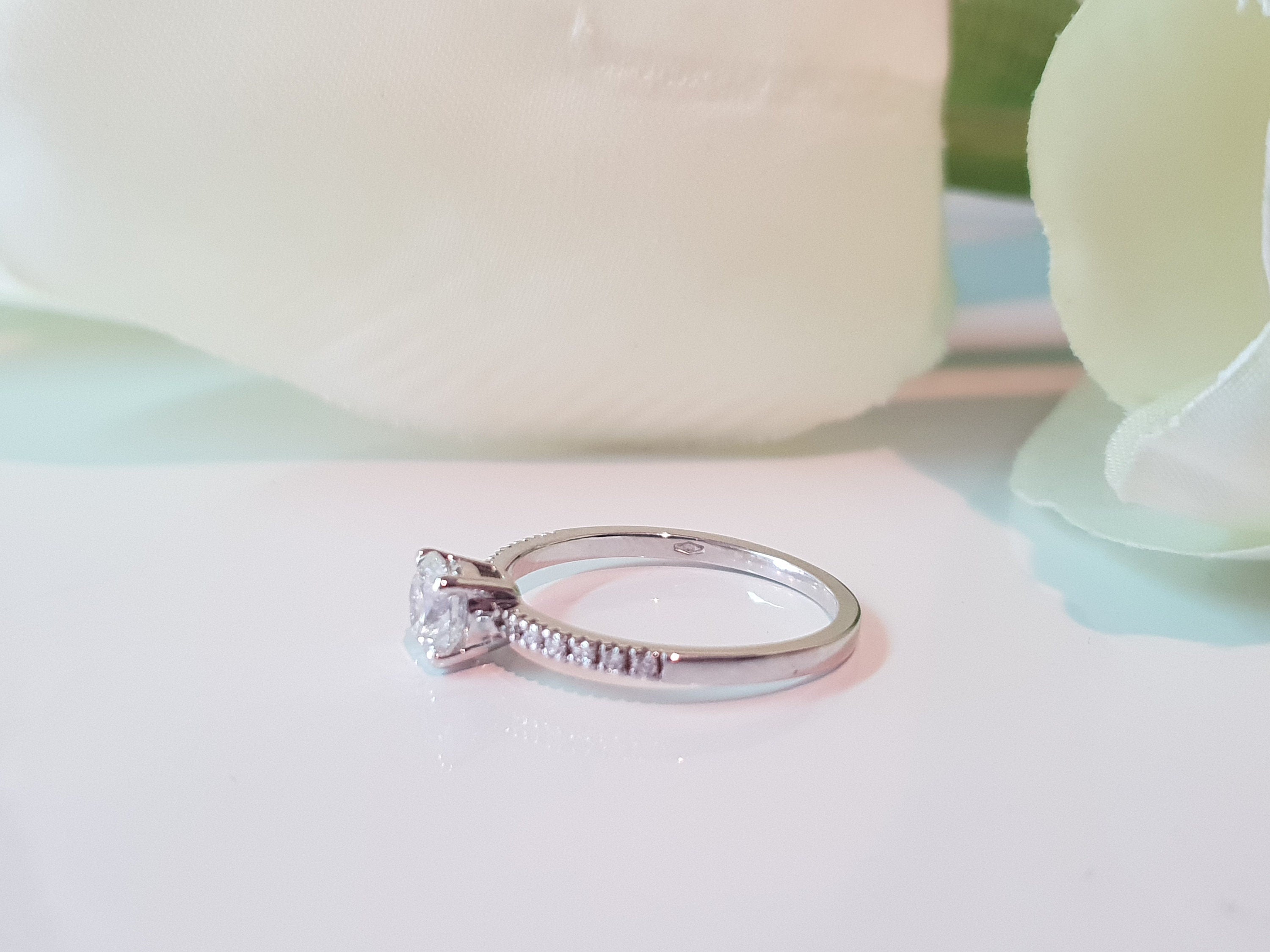 1.0 CT Round Cut Pave Style CVD F/VS1 Diamond Engagement Ring 4
