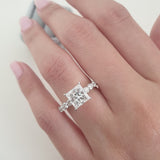 2.01 CT Princess Cut Pave CVD D/VS1 Diamond Engagement Ring 3