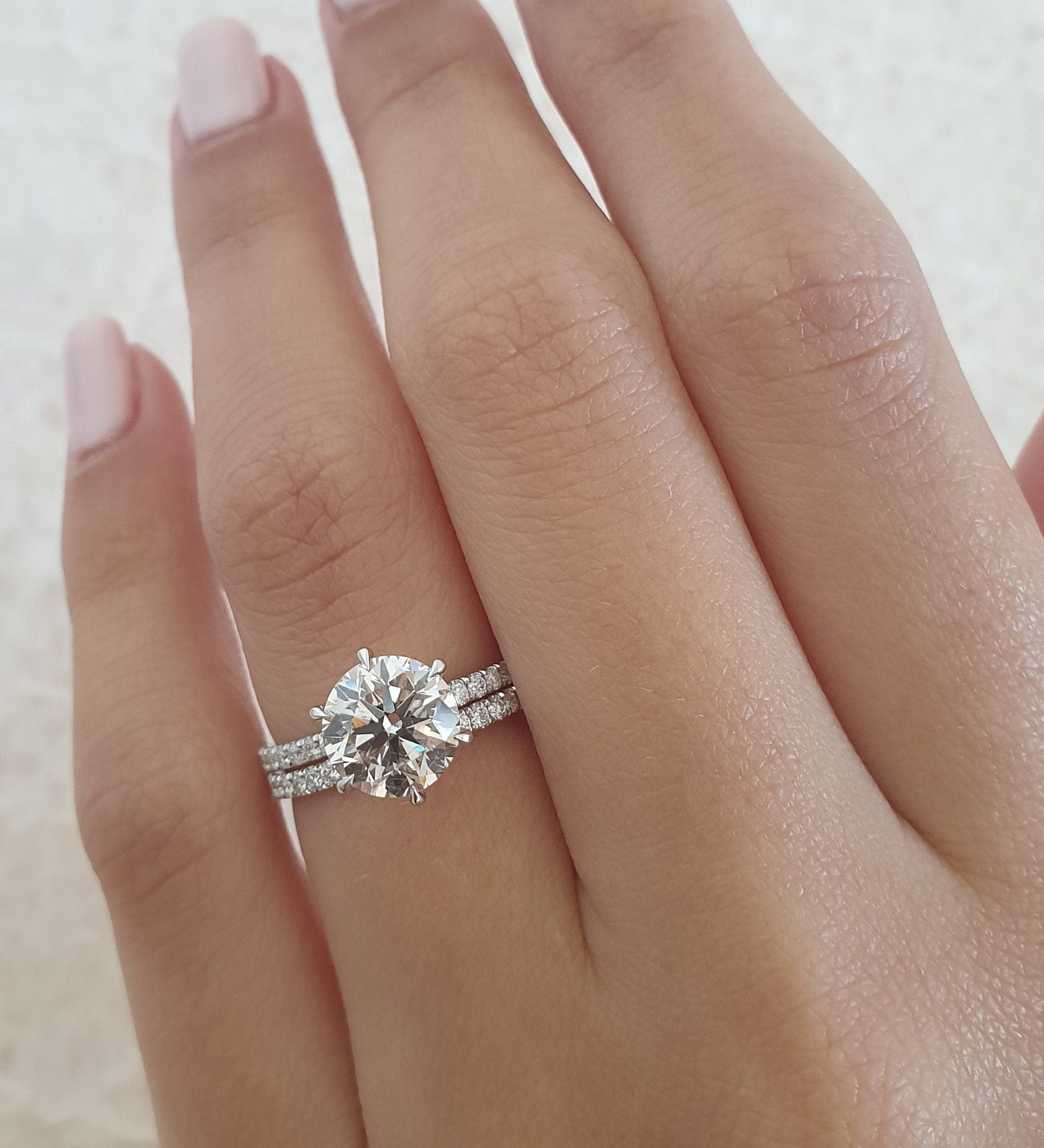 Round Cut Pave Lab Grown Diamond Engagement Ring