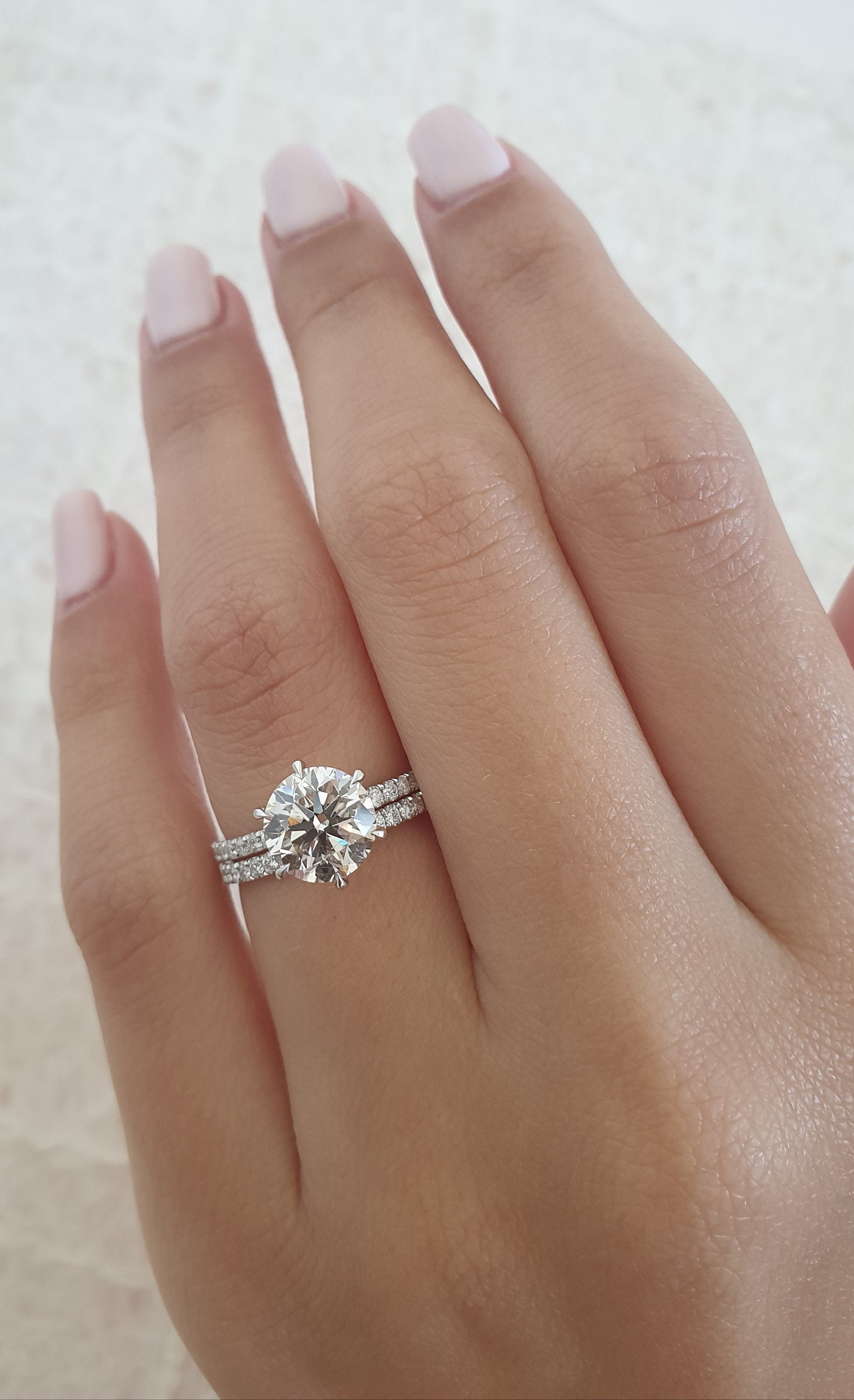 2 CT Round Cut Pave CVD F/VS2 Diamond Engagement Ring 3