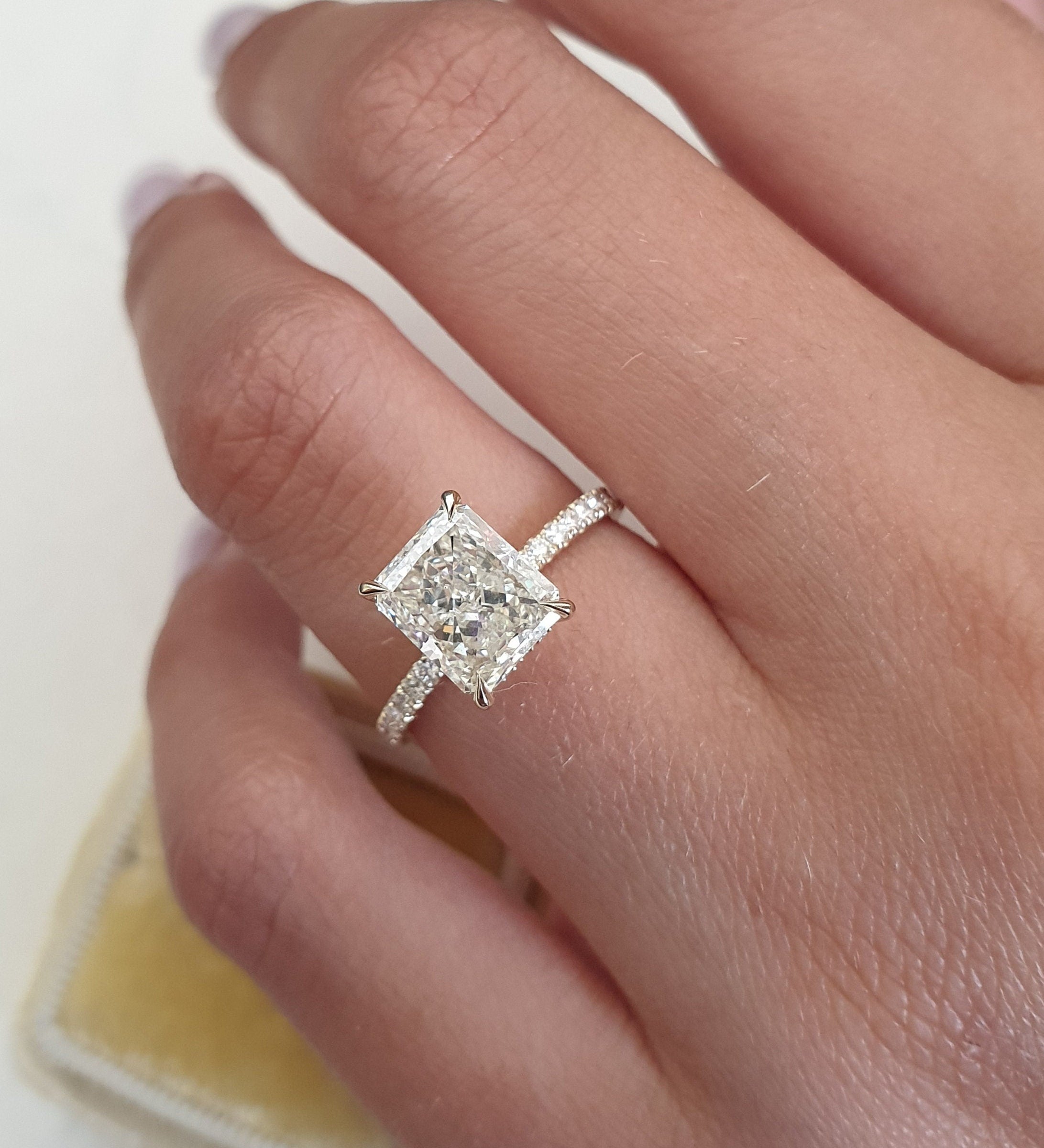 Radiant Pave Lab Grown Diamond Engagement Ring
