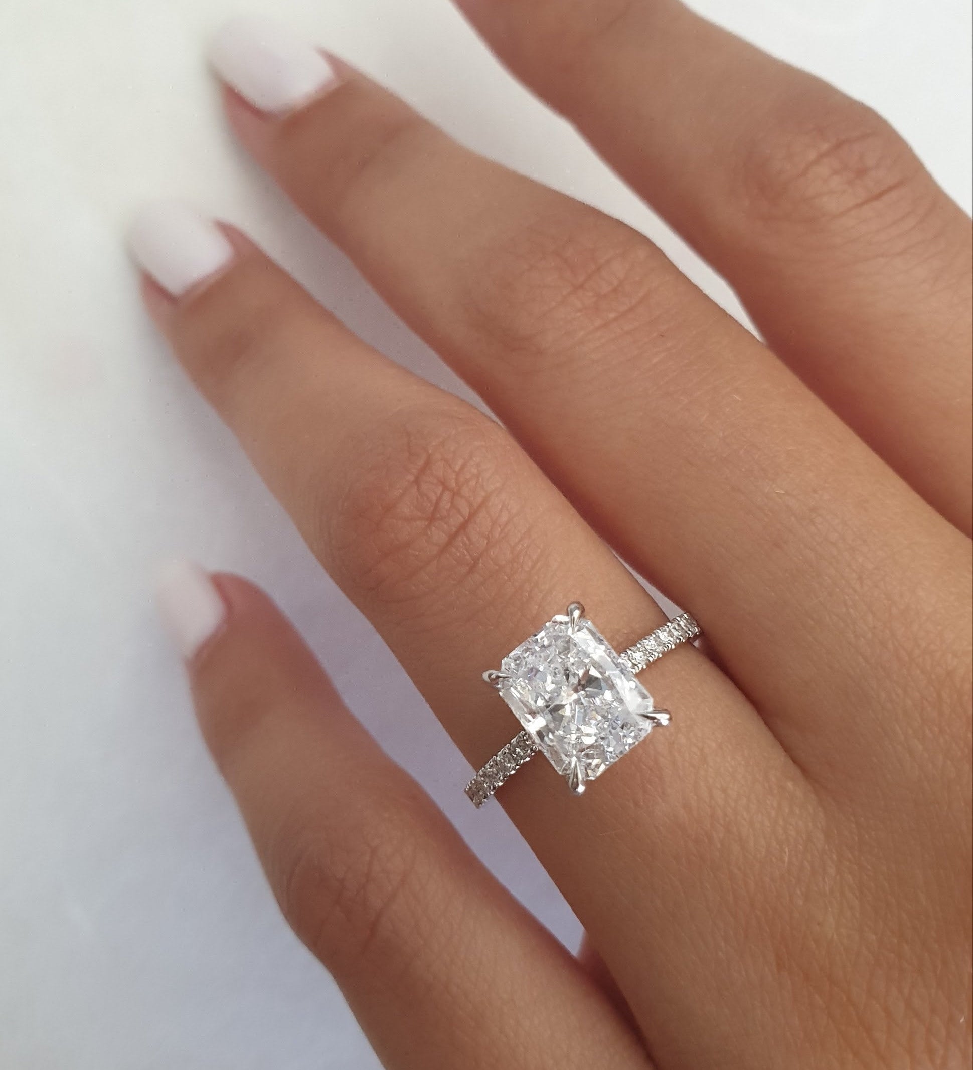 Radiant Hidden Halo Lab Grown Diamond Engagement Ring