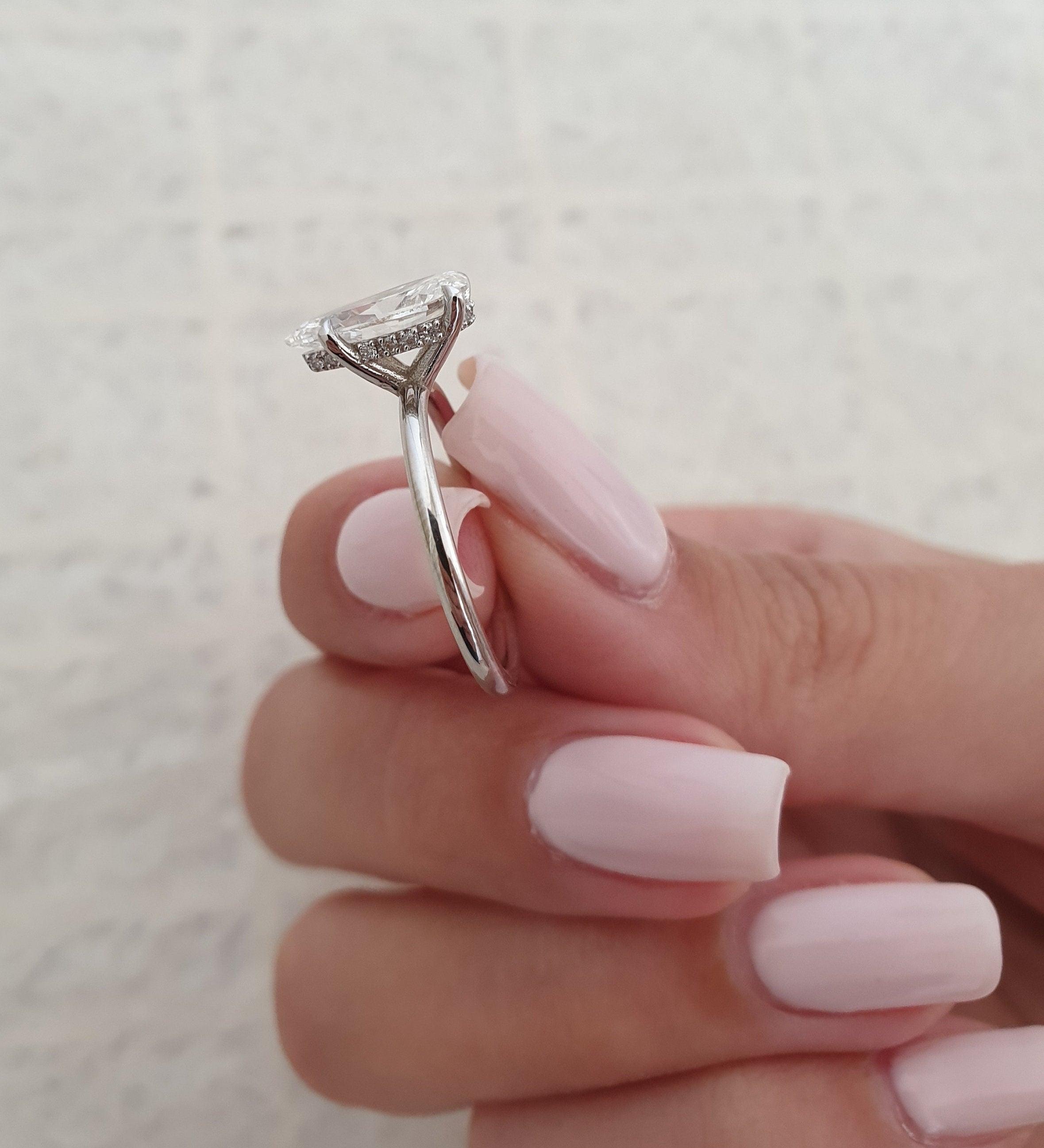 Pear Hidden Halo Lab Grown Diamond Engagement Ring