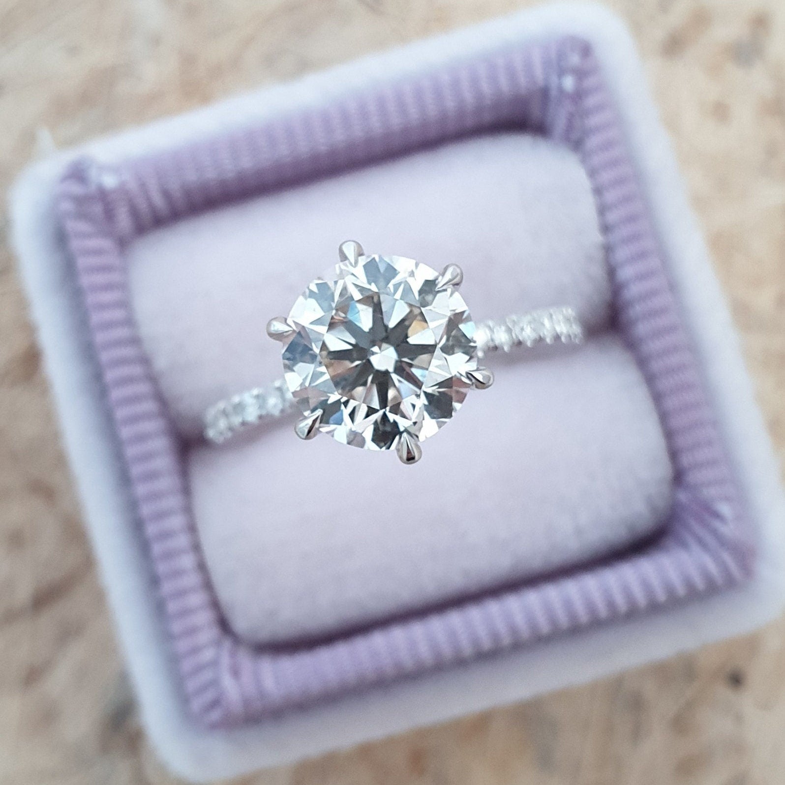 2 CT Round Cut Pave CVD F/VS2 Diamond Engagement Ring 1