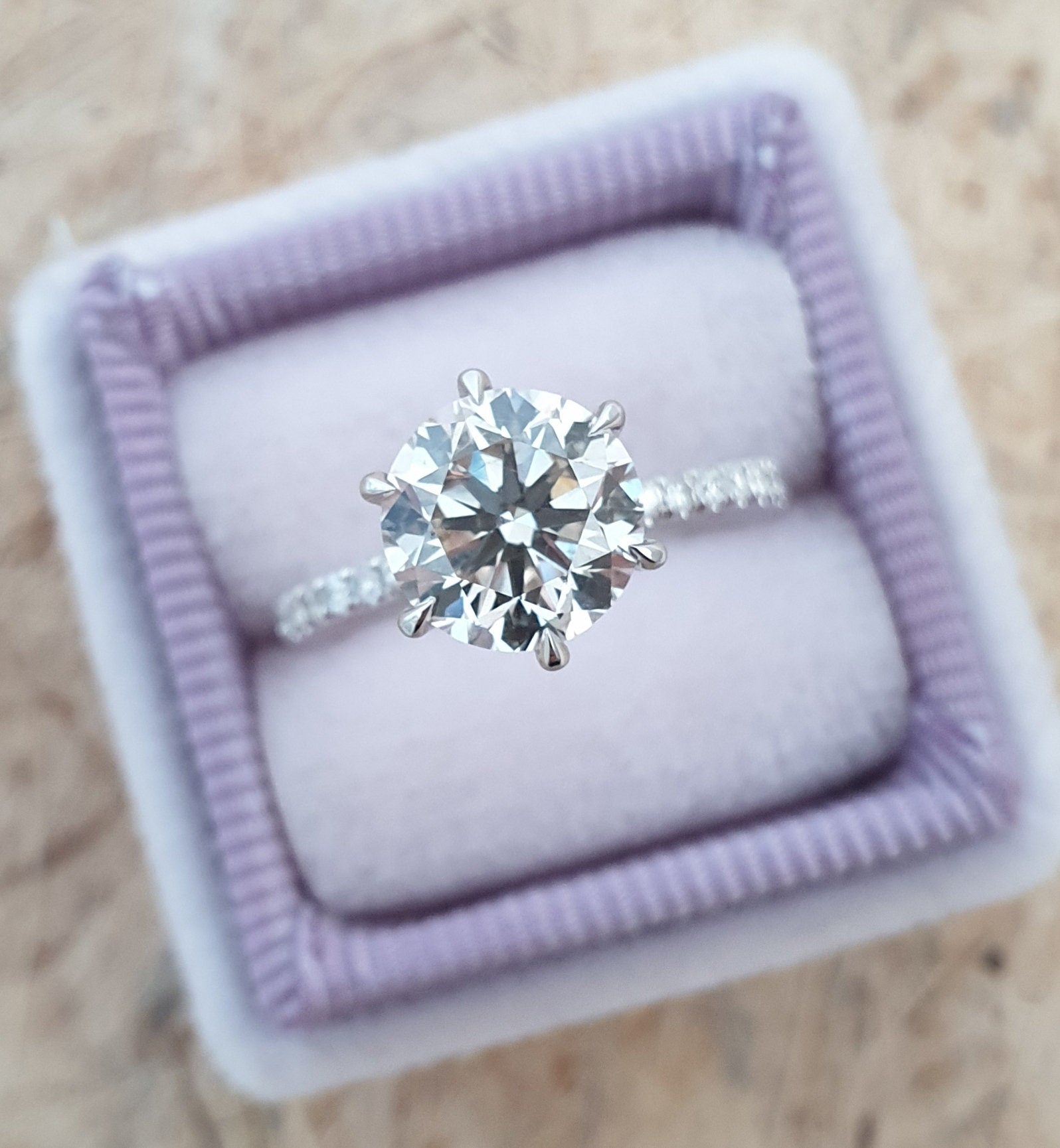 2 CT Round Cut Pave CVD F/VS2 Diamond Engagement Ring 1