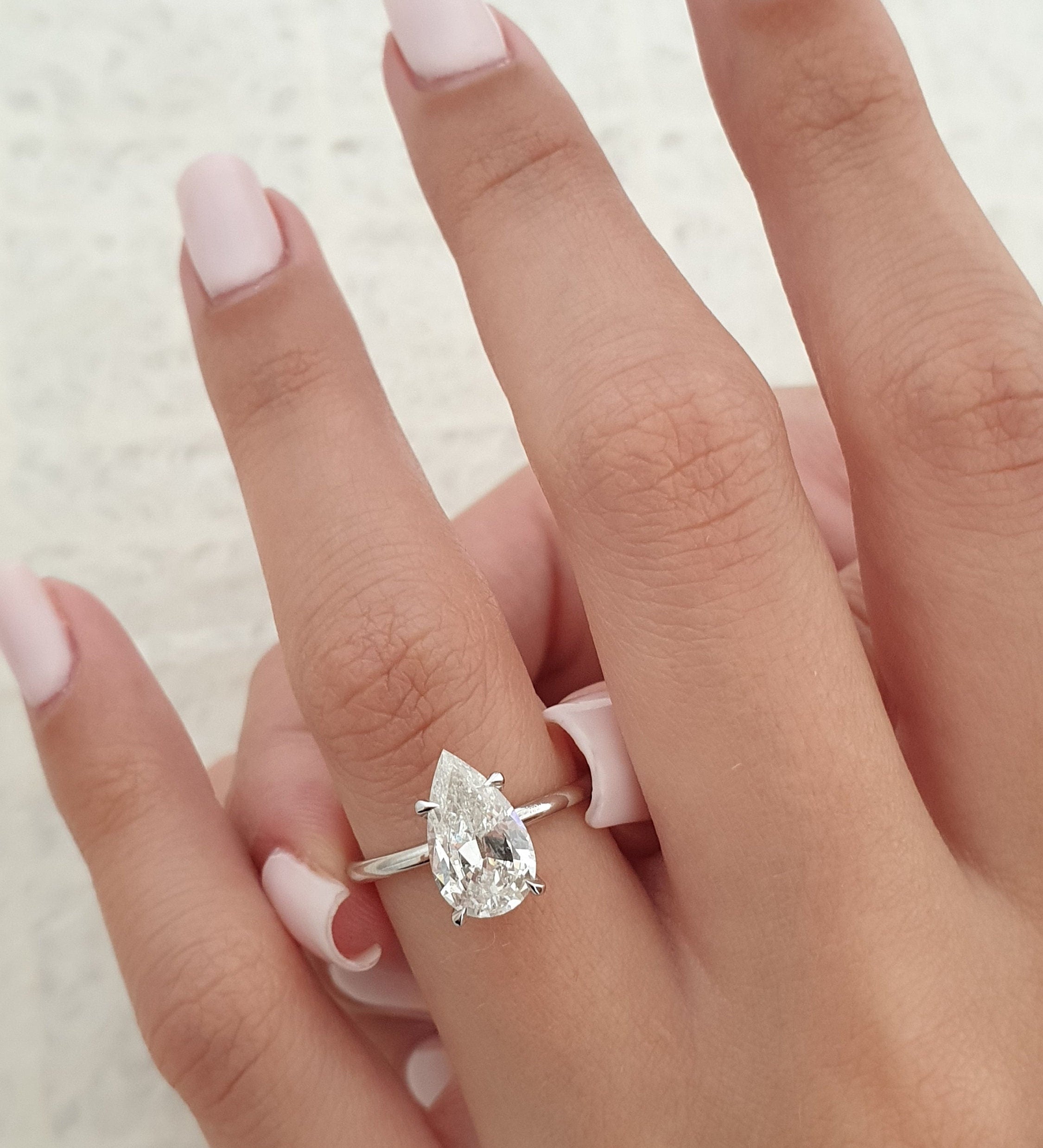 Pear Hidden Halo Lab Grown Diamond Engagement Ring