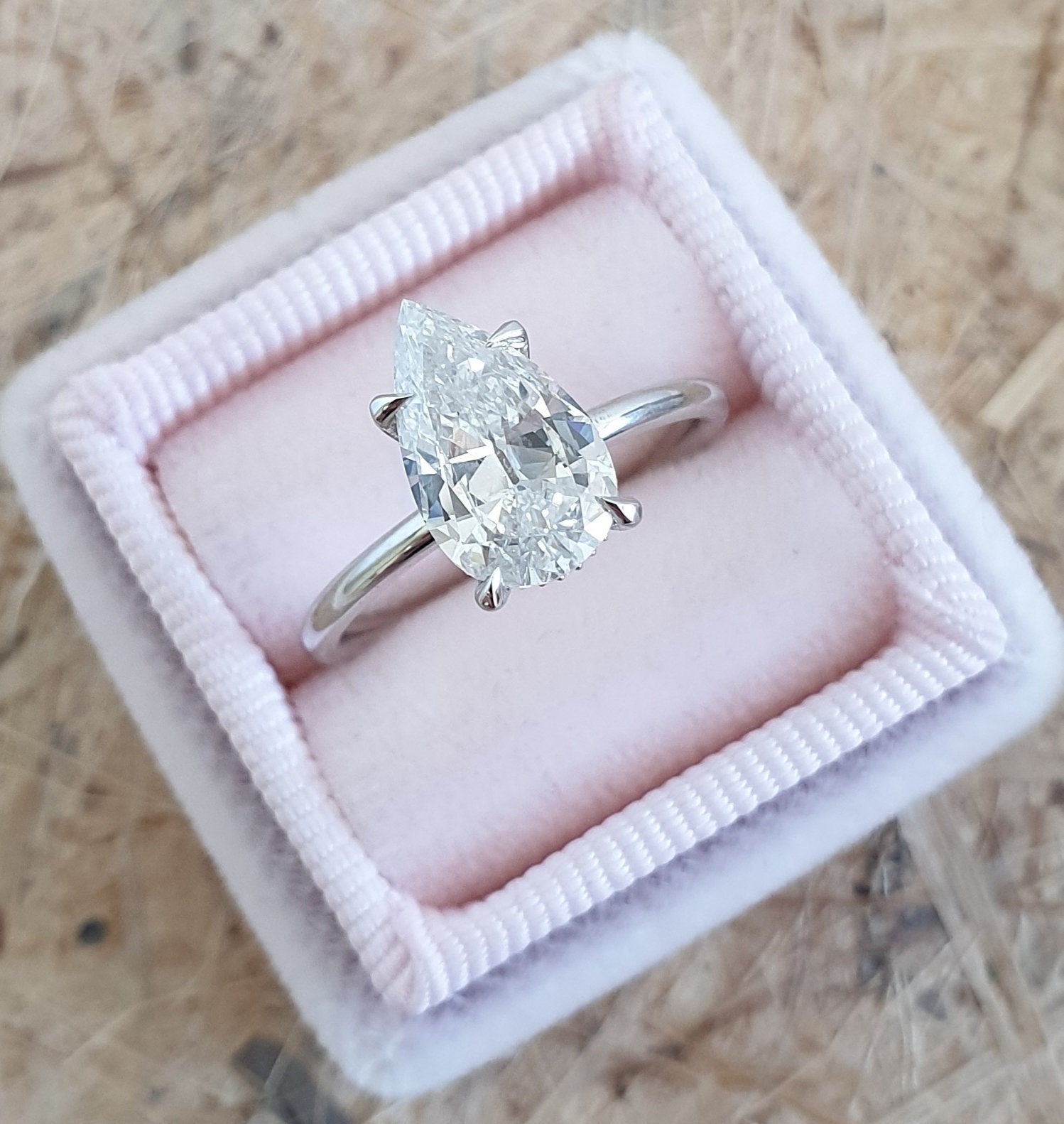 Pear Hidden Halo Lab Grown Diamond Engagement Ring