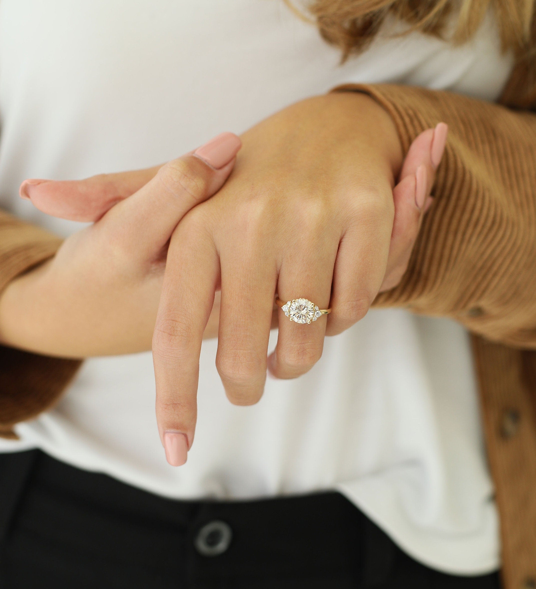 Round Cluster Lab Grown Diamond Engagement Ring