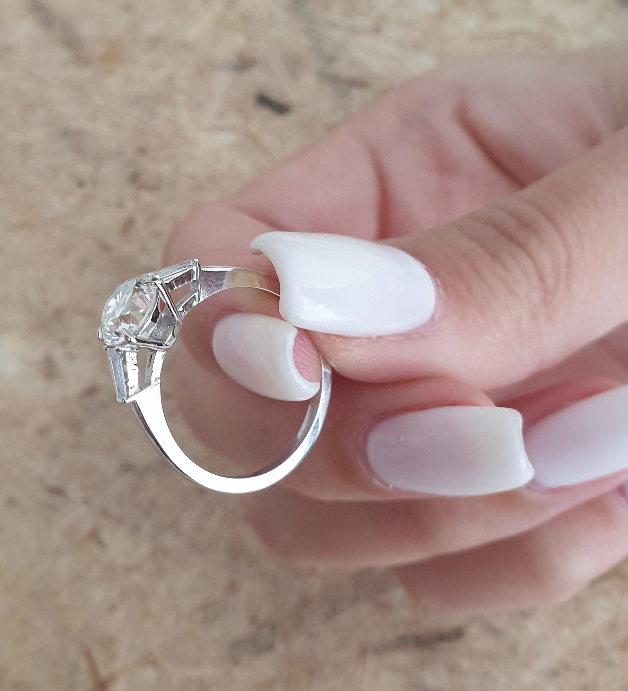 1.31 CT Round Three Stones Lab Grown Diamond Engagement Ring