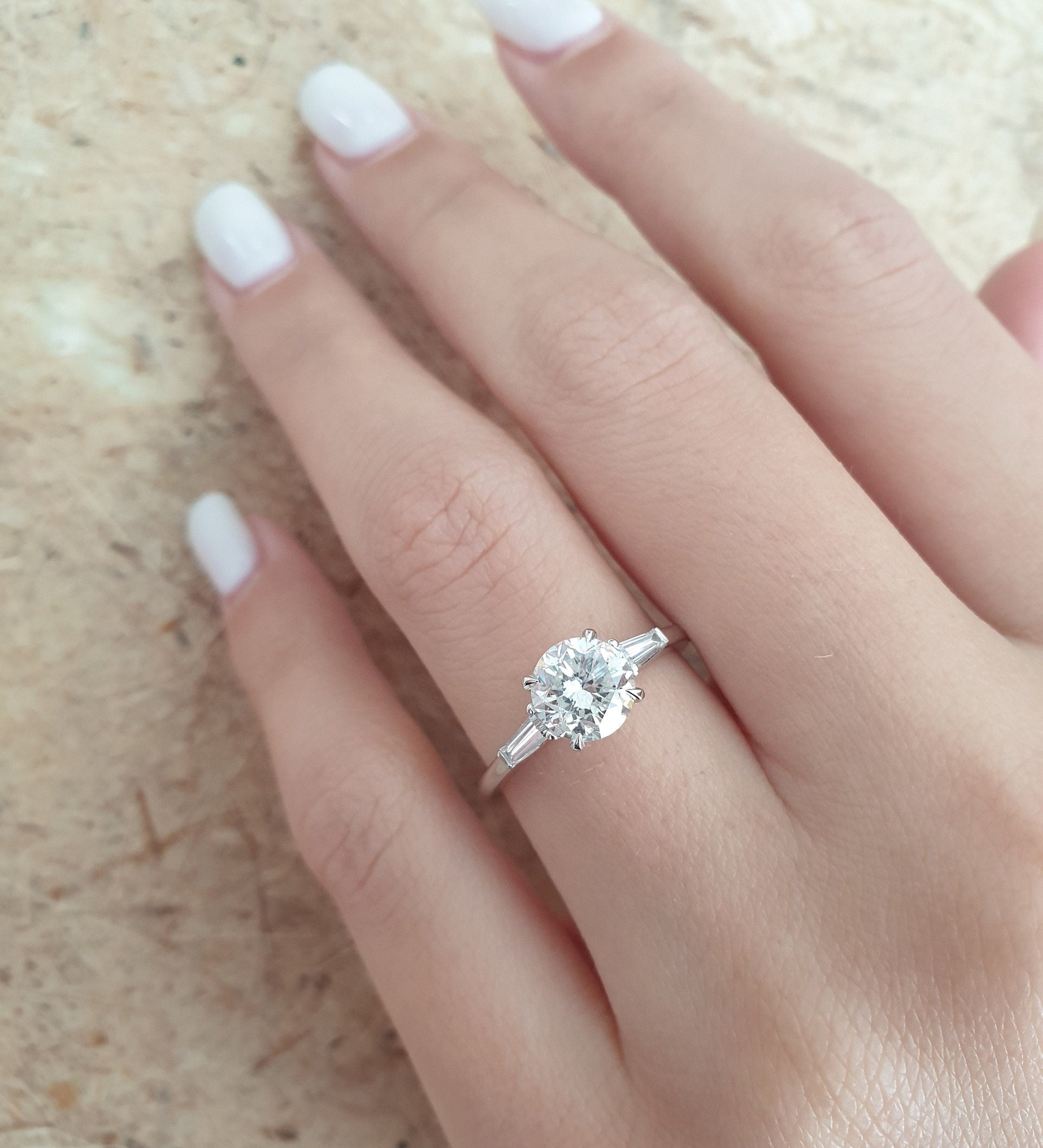 1.31 CT Round Three Stones Lab Grown Diamond Engagement Ring