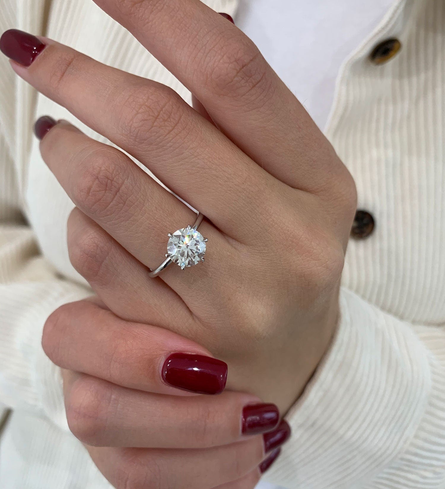 Round Solitaire Lab Grown Diamond Engagement Ring