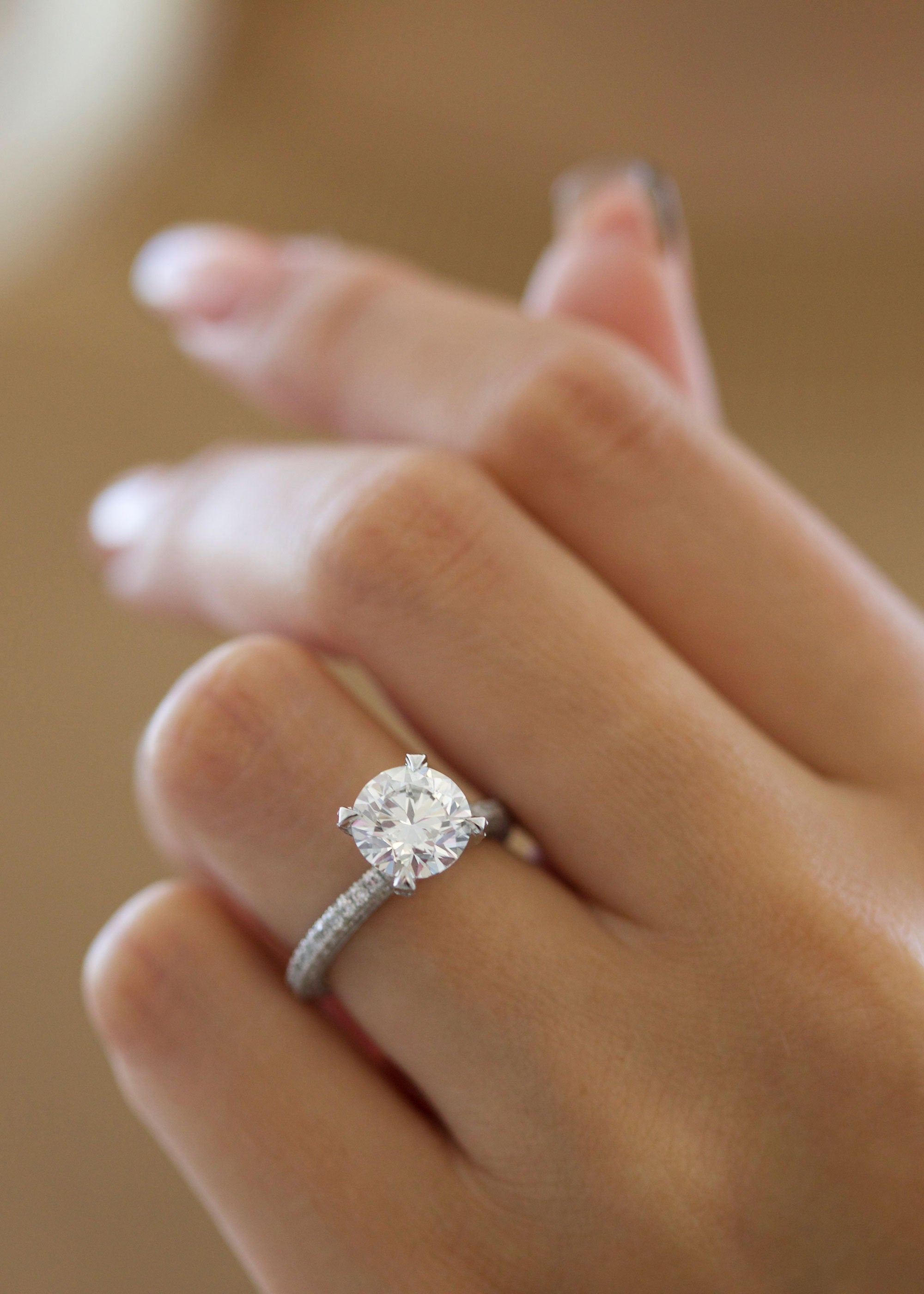 2 CT Round Cut Pave CVD F/VS2 Diamond Engagement Ring 3