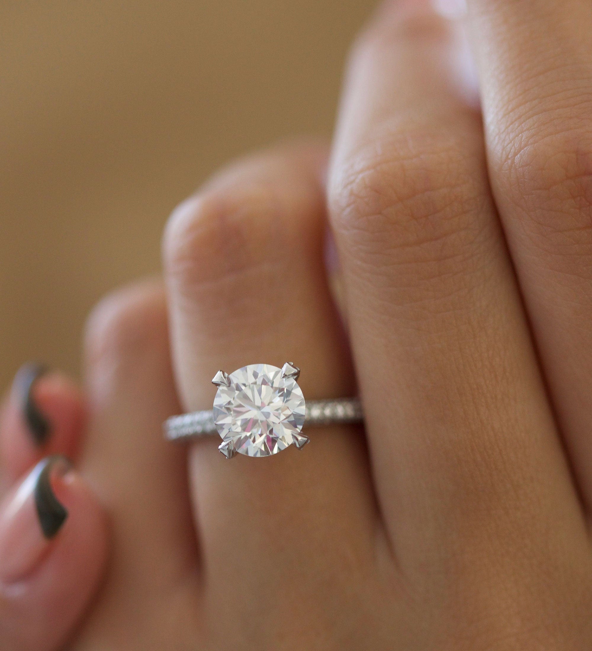 Round Cut Pave Lab Grown Diamond Engagement Ring