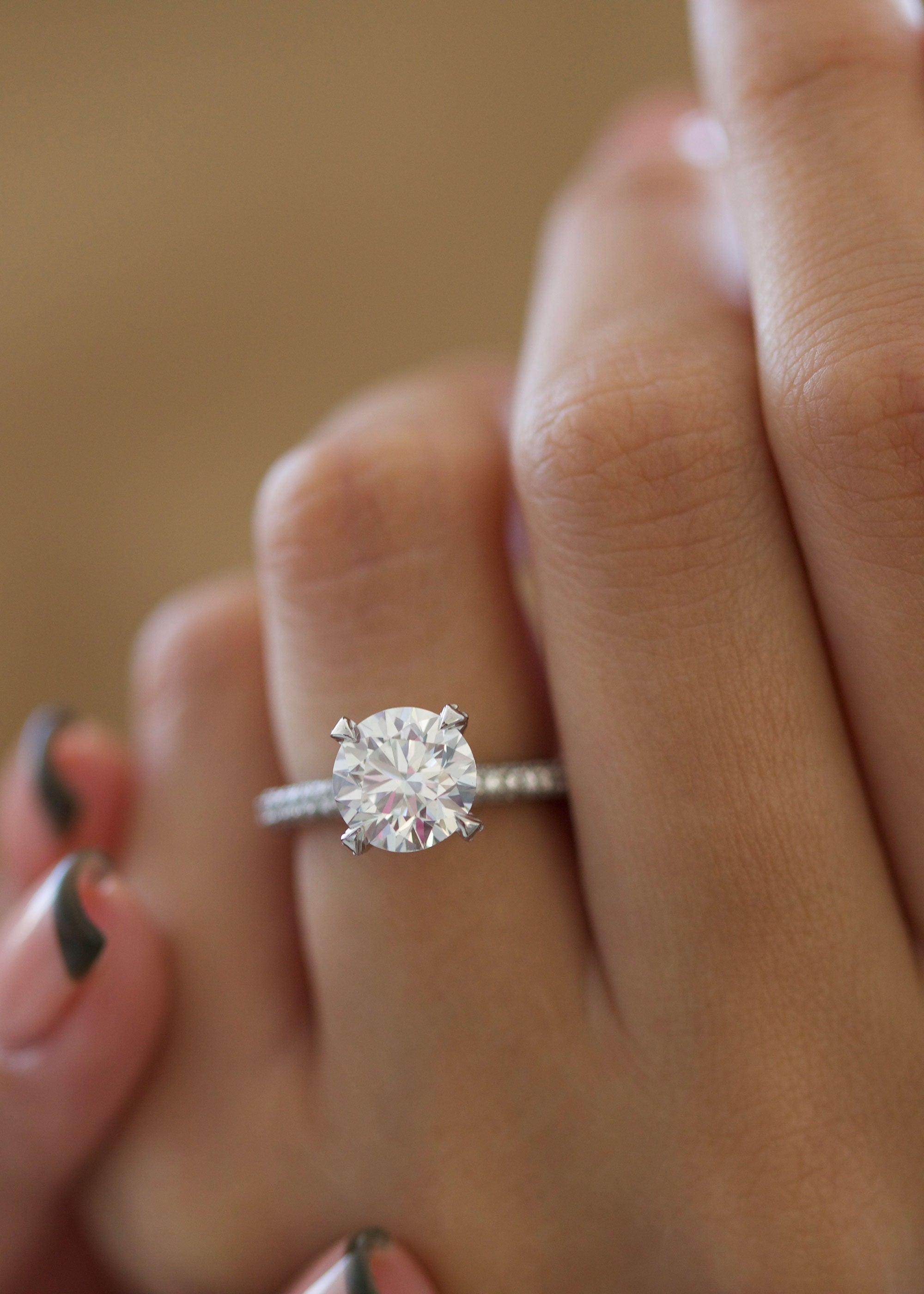 2 CT Round Cut Pave CVD F/VS2 Diamond Engagement Ring 1