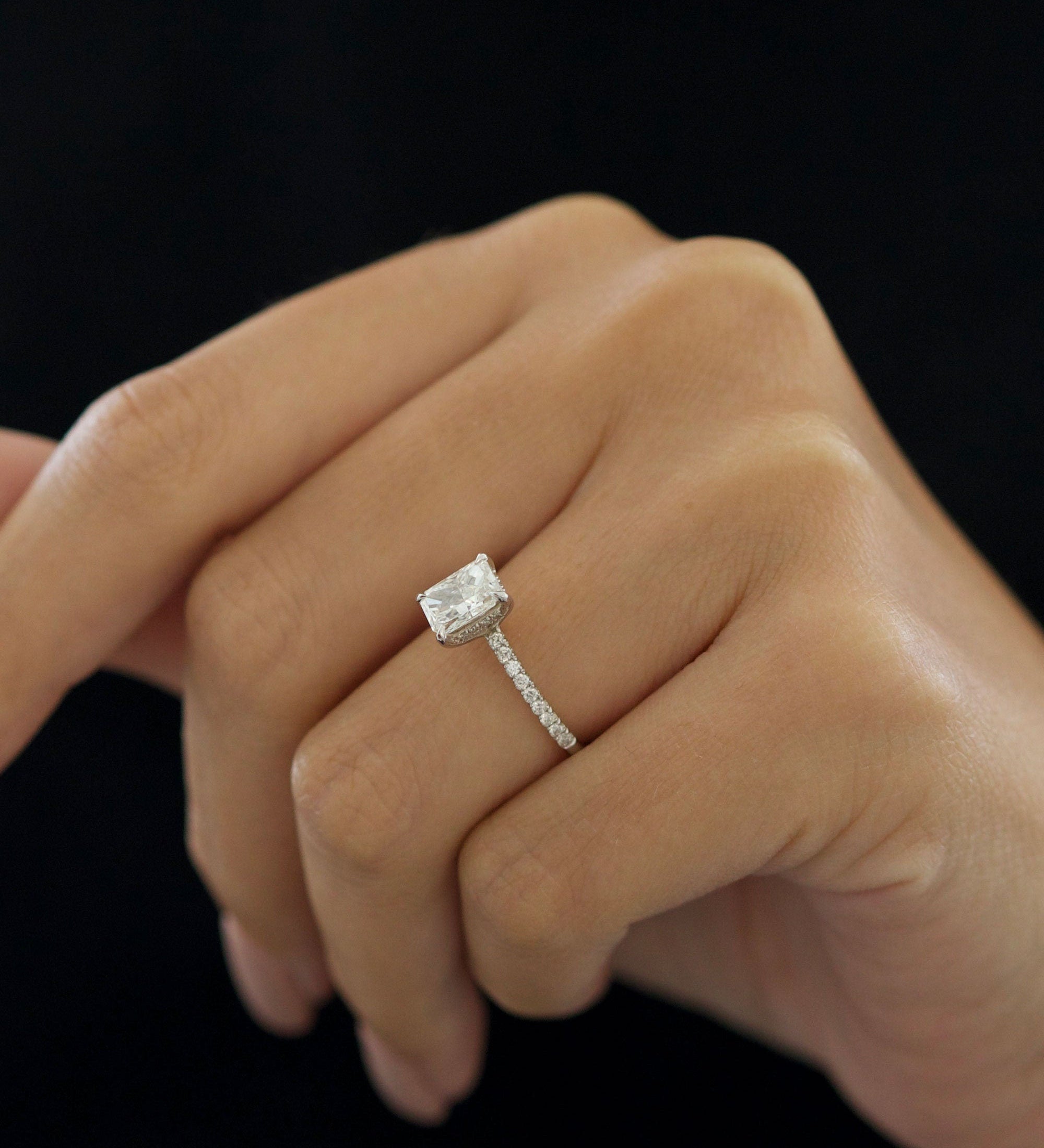 Radiant Pave Lab Grown Diamond Engagement Ring