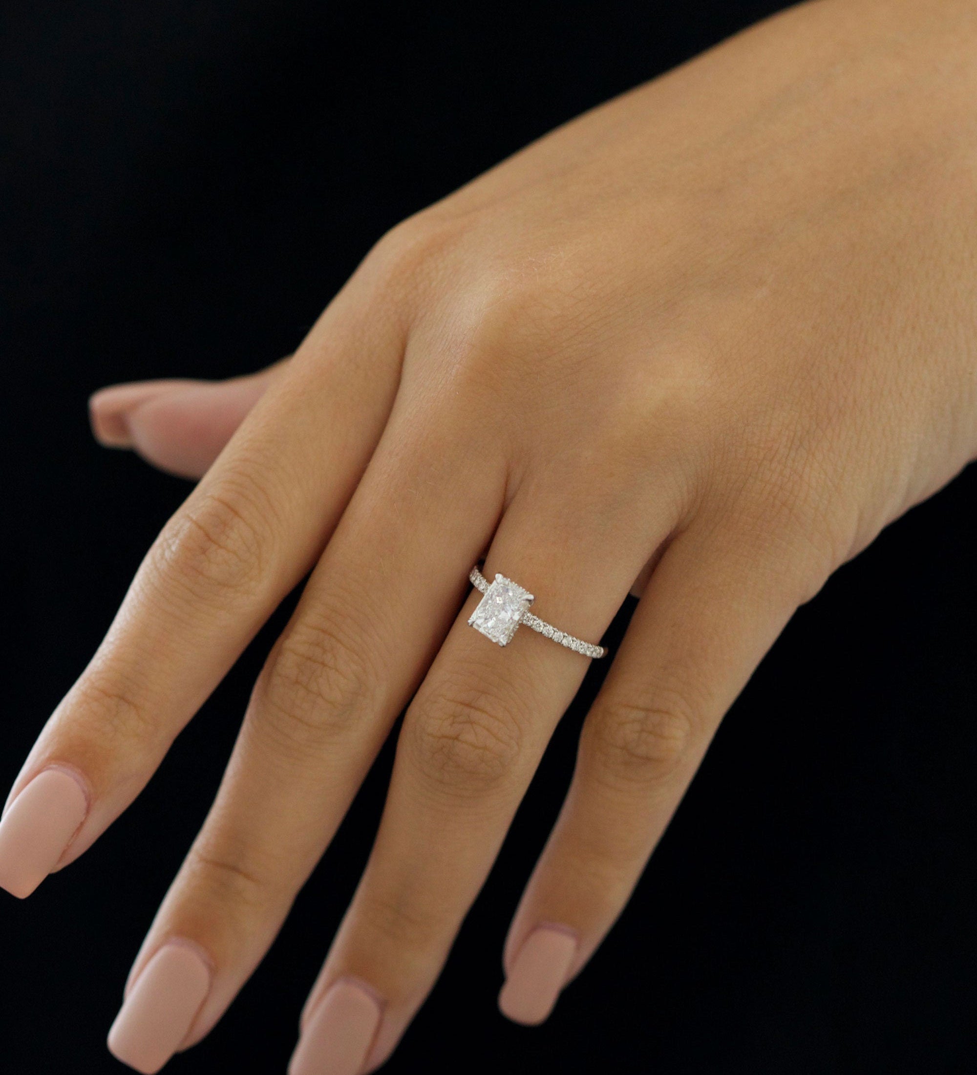 Radiant Pave Lab Grown Diamond Engagement Ring