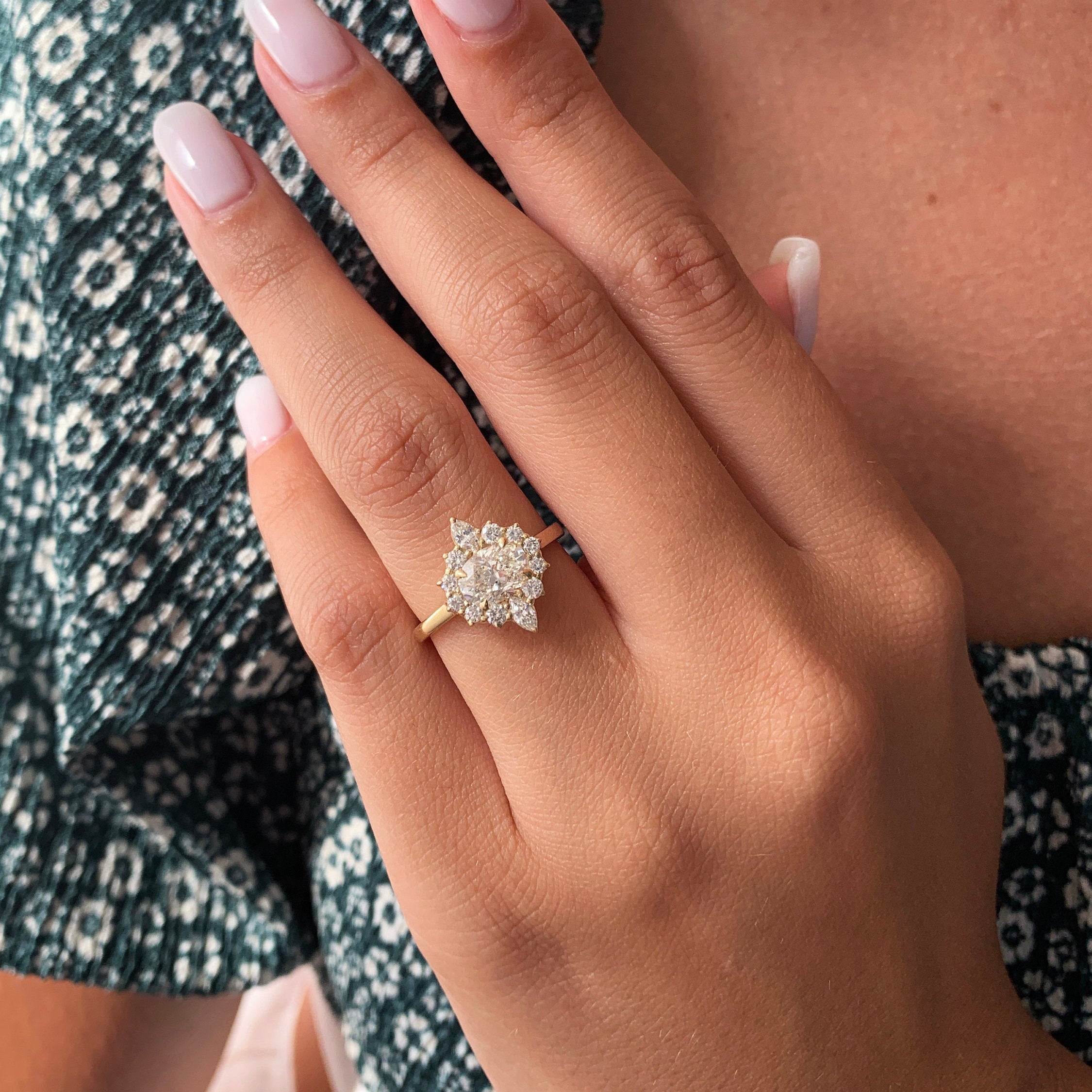 1.03 CT Oval Halo CVD G/VS2 Diamond Engagement Ring 1