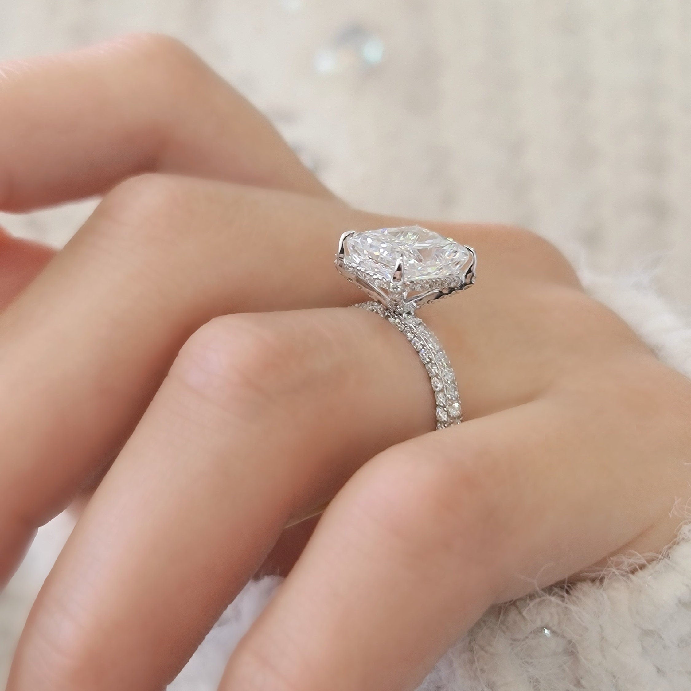 Radiant Pave Lab Grown Diamond Engagement Ring