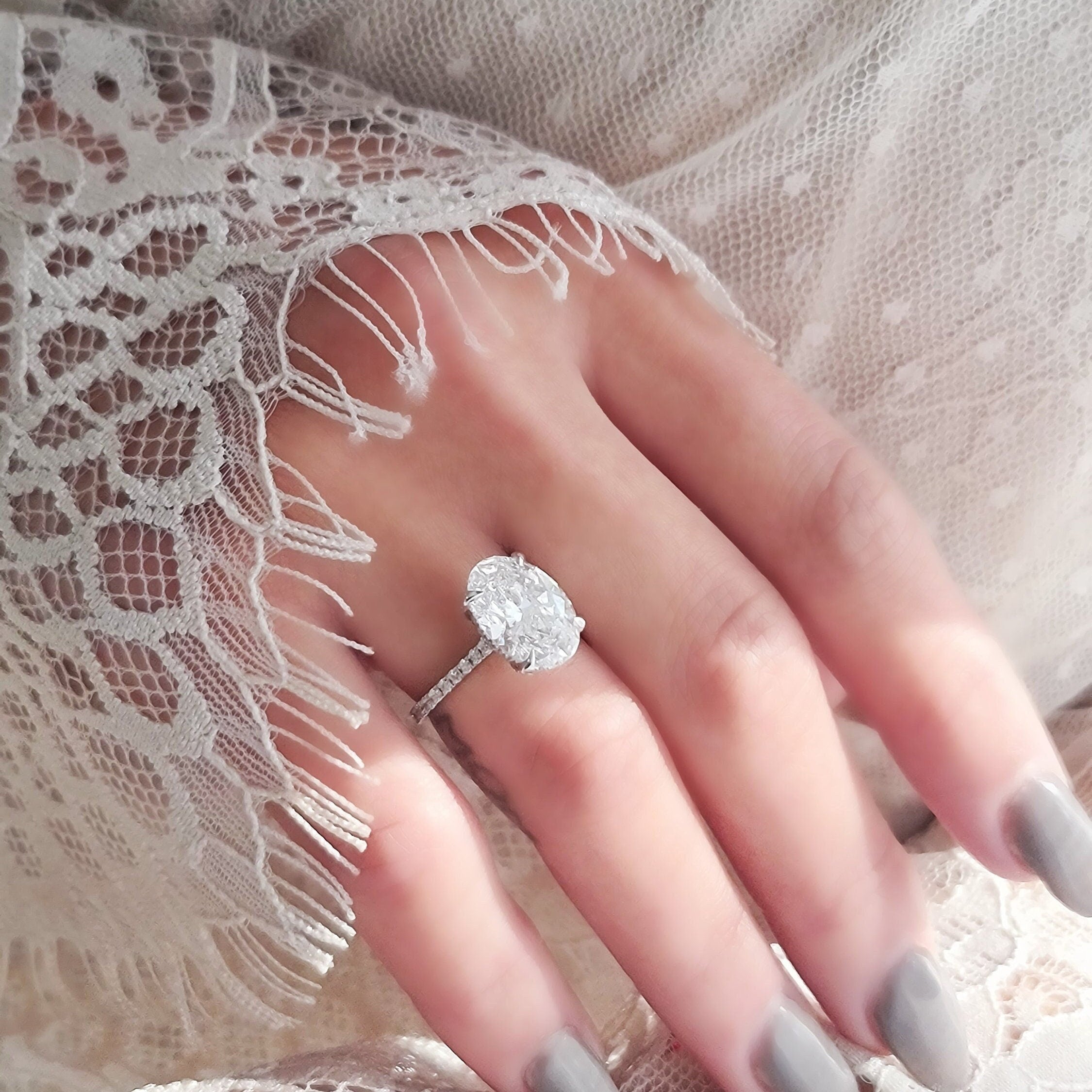 Oval Pave Lab Grown Diamond Engagement Ring