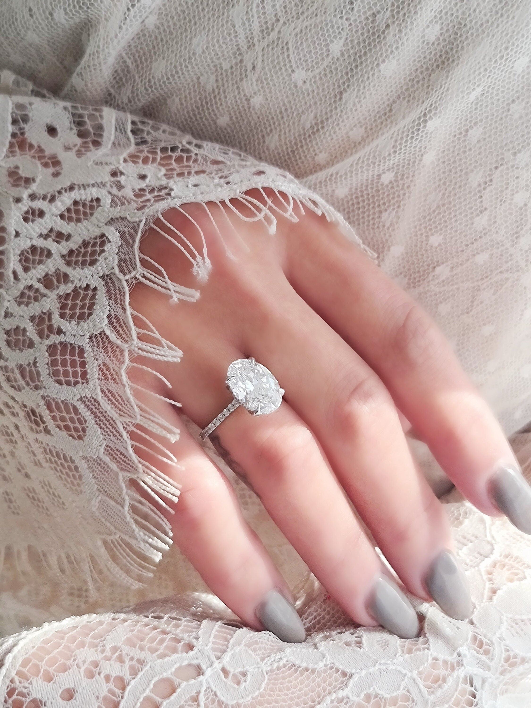 Oval Pave Lab Grown Diamond Engagement Ring