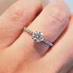 1.0 CT Round Cut Pave Style CVD F/VS1 Diamond Engagement Ring 7