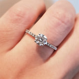 1.0 CT Round Cut Pave Style CVD F/VS1 Diamond Engagement Ring 7