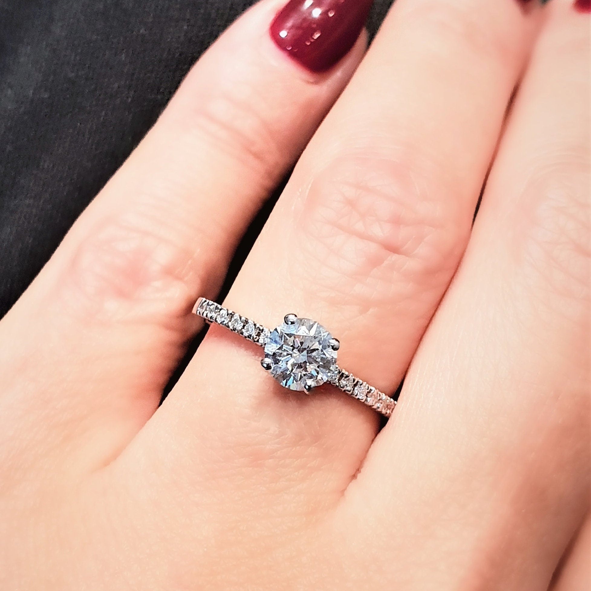 1.0 CT Round Cut Pave Style CVD F/VS1 Diamond Engagement Ring 2