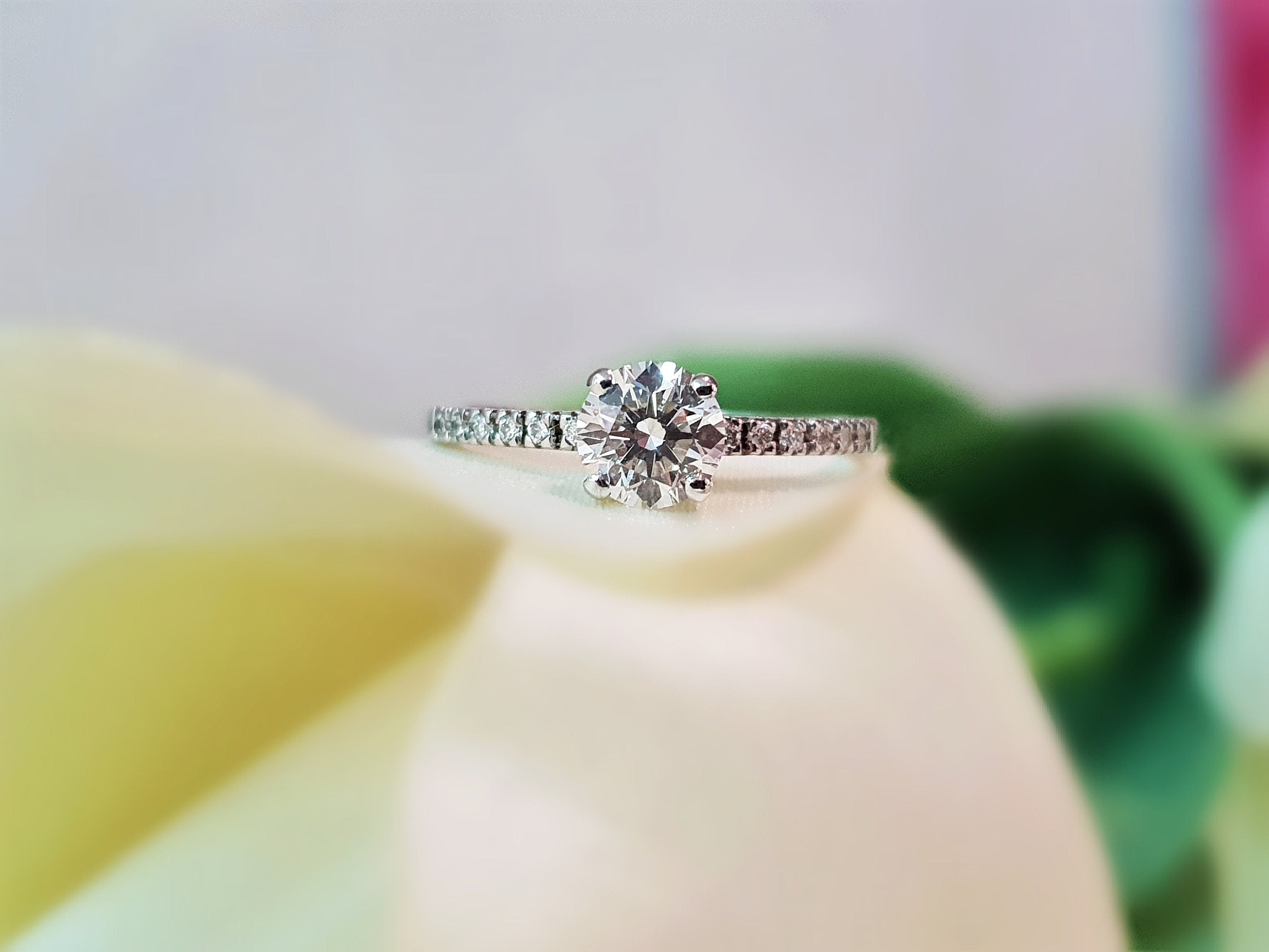 1.0 CT Round Cut Pave Style CVD F/VS1 Diamond Engagement Ring 1