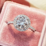 2.0 CT Round Halo CVD G/VS1 Diamond Engagement Ring 7
