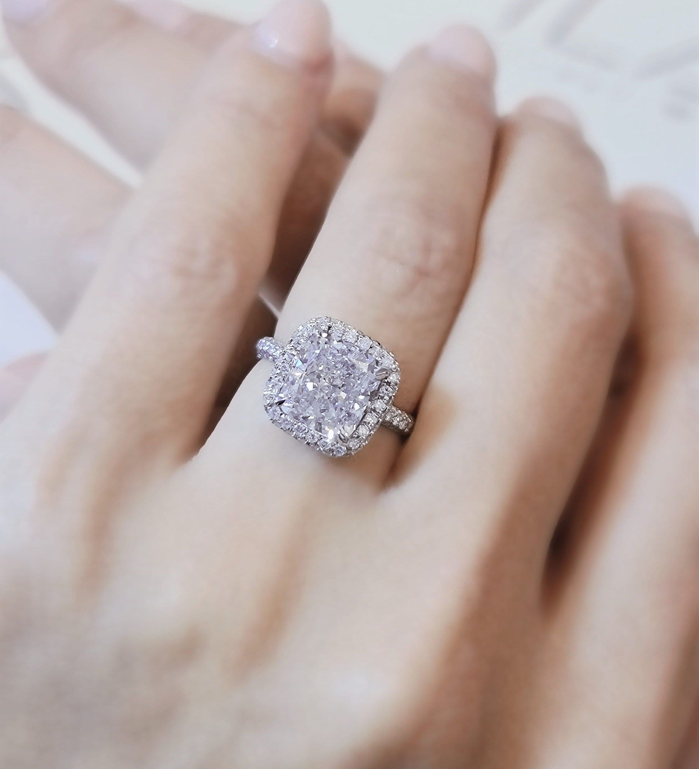 Cushion Halo & Pave Lab Grown Diamond Engagement Ring