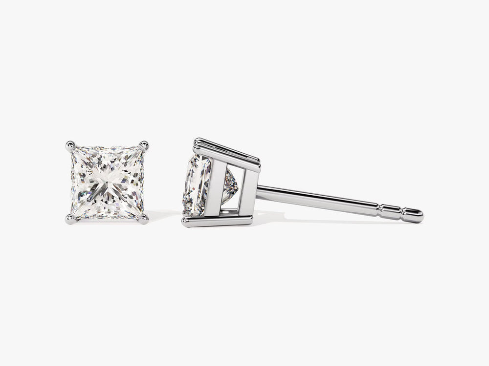 1.0 TCW Princess Cut Stud Moissanite Earrings