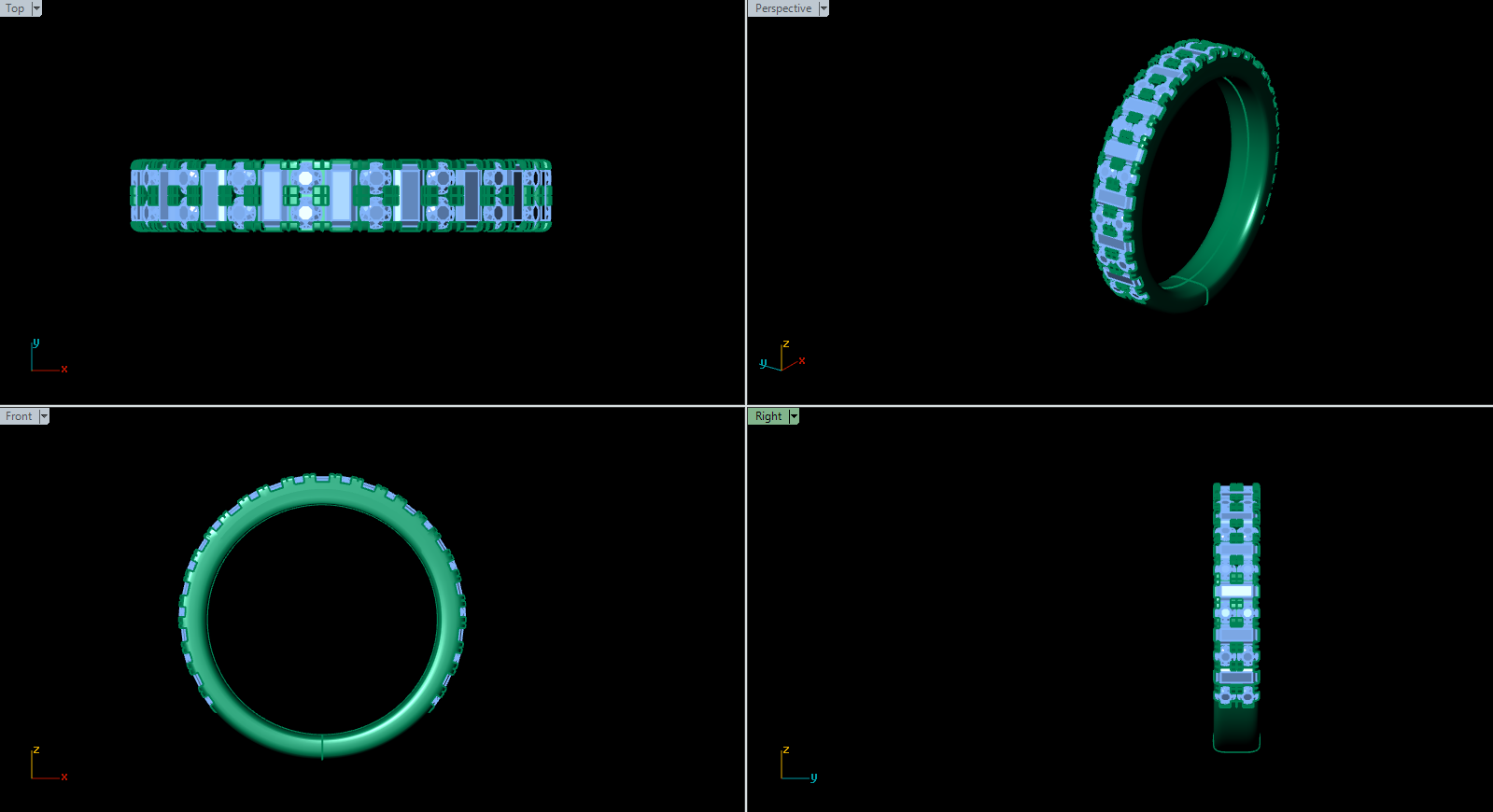 0.68 TCW Baguette and Round Moissanite Stones in 3/4th Eternity Wedding Band For Joslyn 1