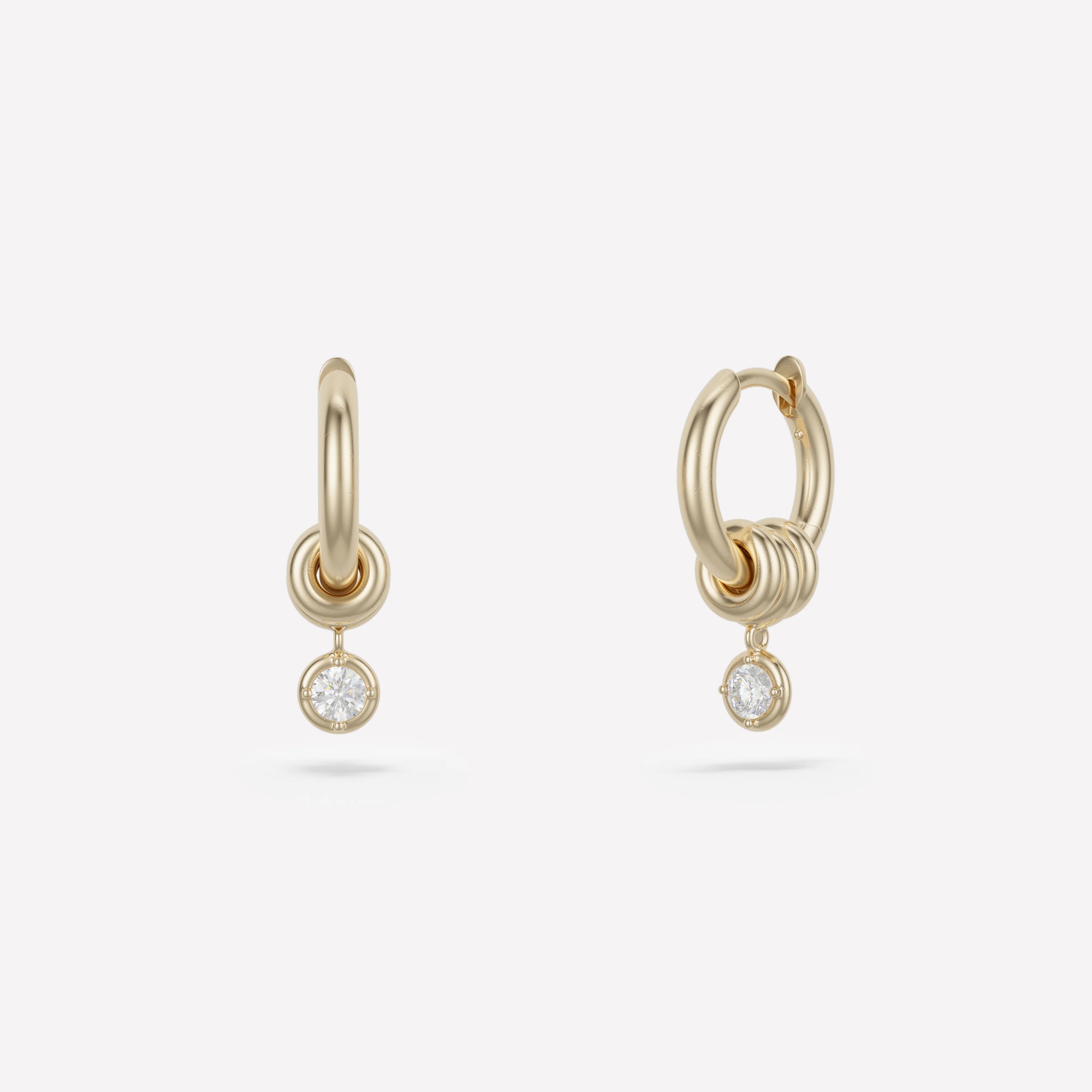 0.22 TCW Round Cut Moissanite Huggies Earrings