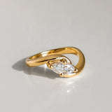 1 CT Marquise Swirl Lab Grown Diamond Engagement Ring