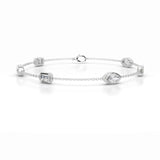 3 TCW Emerald & Marquise Lab Grown Diamond Chain Bracelet