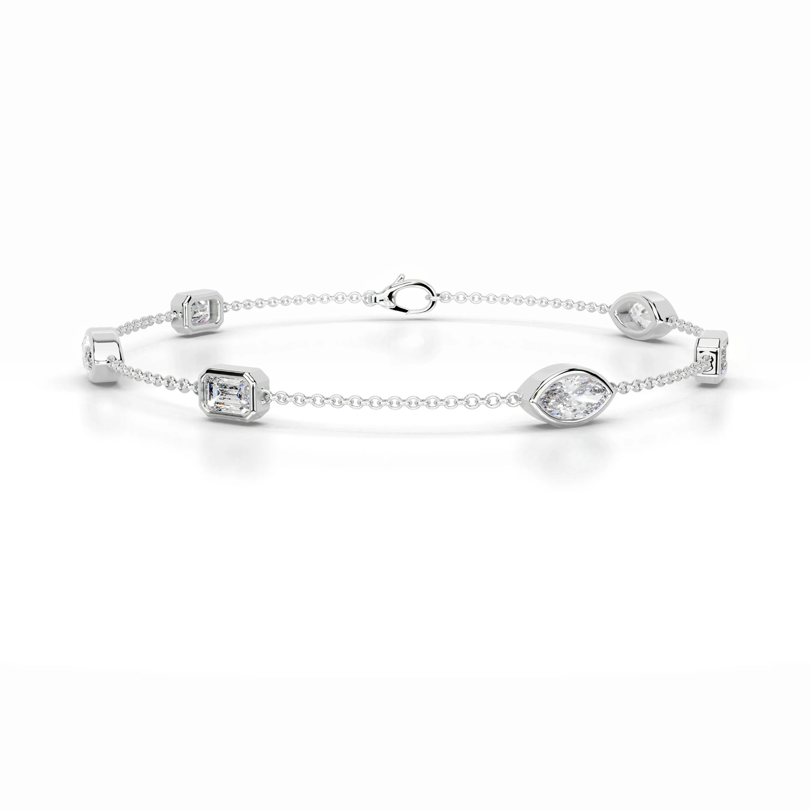 3 TCW Emerald & Marquise Lab Grown Diamond Chain Bracelet