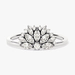 0.67 TCW Marquise & Round Cluster Lab Grown Diamond Engagement Ring